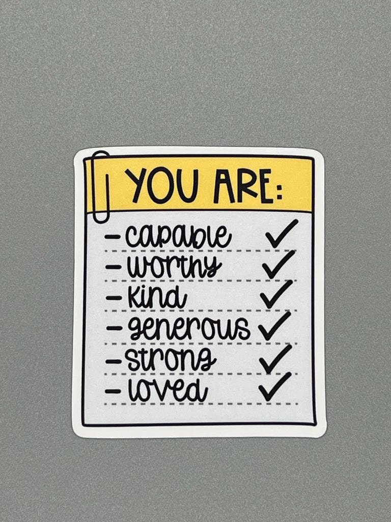 Reminder Note Motivational Stickers - Happy Sticky Note Messages - Self Care Reminders - Bottles, Calendars, Notebooks, Folders!