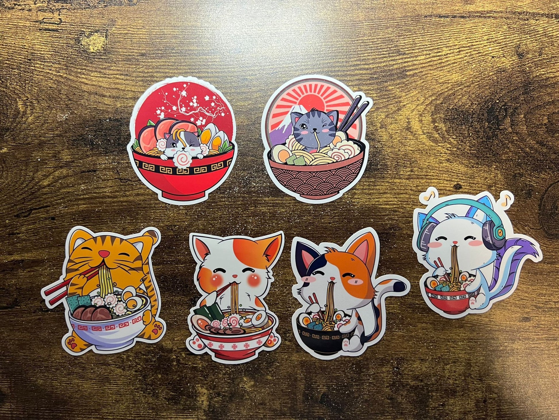 Ramen Kitty Sticker - Calico Cat - Die Cut - Great for Bottles, Calendars, Notebooks, Folders!  - Weatherproof