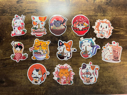 Ramen Kitty Sticker - Calico Cat - Die Cut - Great for Bottles, Calendars, Notebooks, Folders!  - Weatherproof