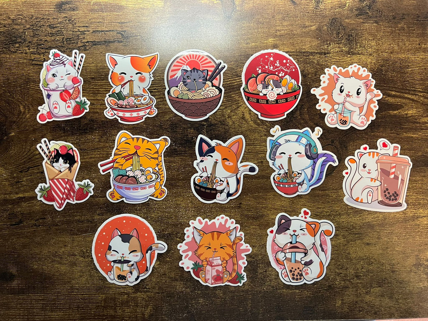 Boba Kitty Sticker - White Cat With Tea Splat - Die Cut - Great for Bottles, Calendars, Notebooks, Folders!  - Weatherproof