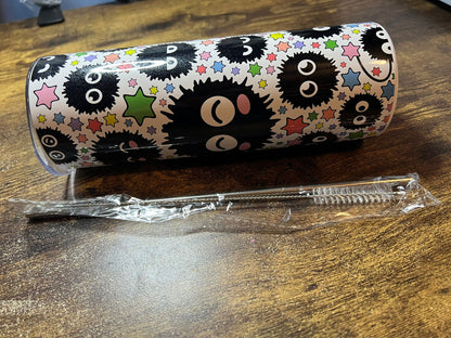 Soot Sprite Emojis - 20oz Skinny Stainless Steel Tumbler - Double Wall - Anti-Leak Top - Works Great Hot or Cold - Handwash